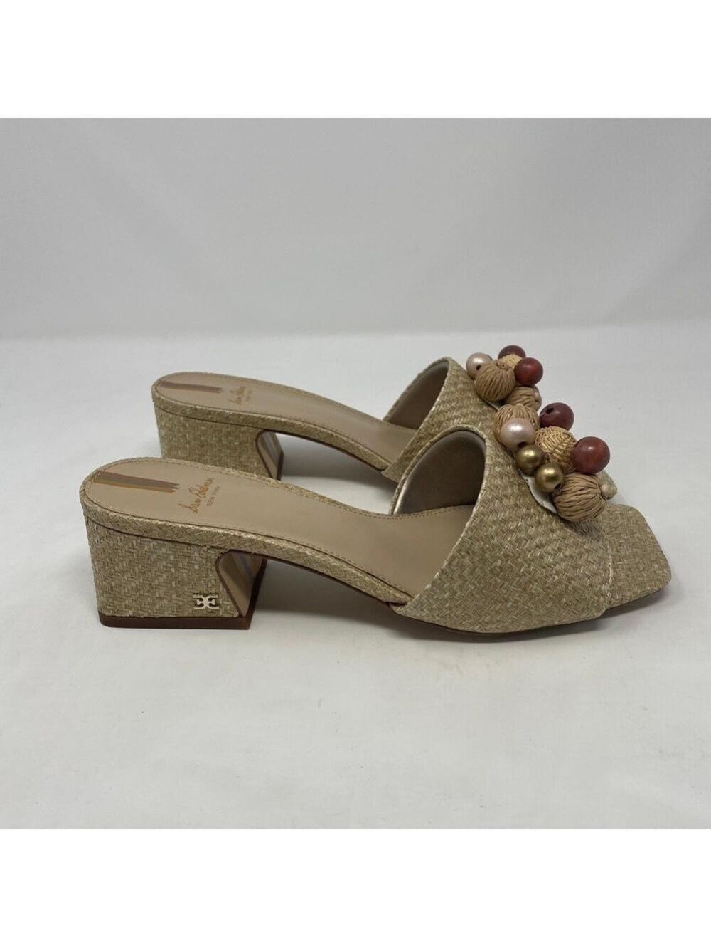 Sam Edelman Weston Eggshell Weave Block Heel Slide Sandal - NWT - Picture 6 of 12